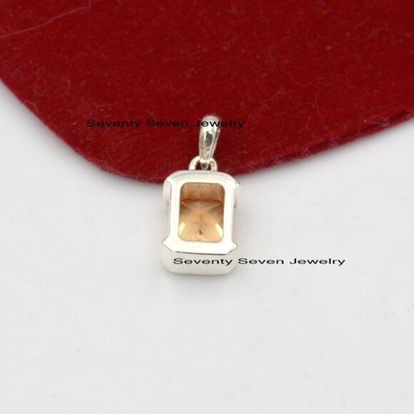 925 Silver Square Drop Pendant, Gemstone Drop Pendant - Image 5