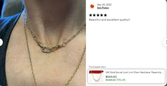 14K Gold Swivel Chain Necklace, Paperclip Chain Necklace - Image 6