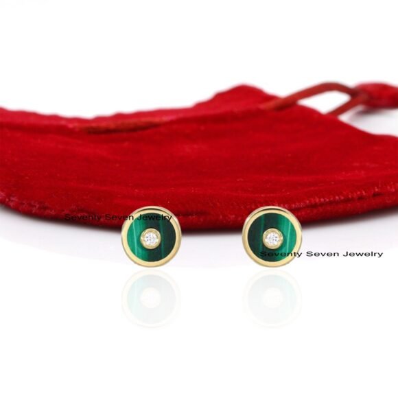Silver Lapiz Lazuli Studs, Gemstone Disc Studs, Designer Disc Stud Earrings - Image 3