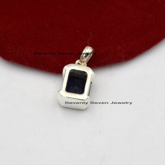 925 Silver Square Drop Pendant, Gemstone Drop Pendant - Image 3