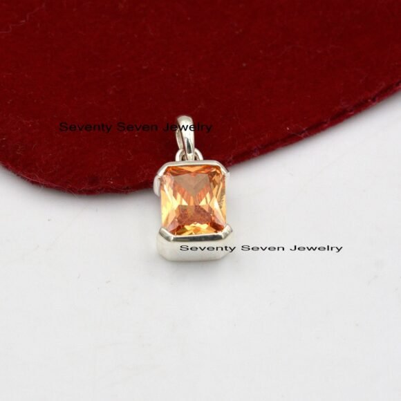 925 Silver Square Drop Pendant, Gemstone Drop Pendant - Image 4