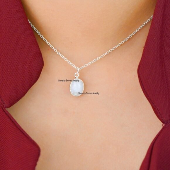 9K Gold Moonstone Oval Pendant, Gold Moonstone Oval Pendant