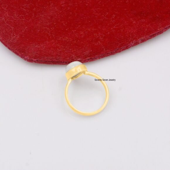 9K Gold Moonstone Ring, Moonstone Pear Shape Ring, Droplet Moonstone Ring - Image 8