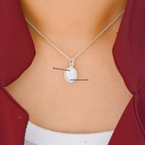 9K Gold Moonstone Oval Pendant, Gold Moonstone Oval Pendant - Image 2