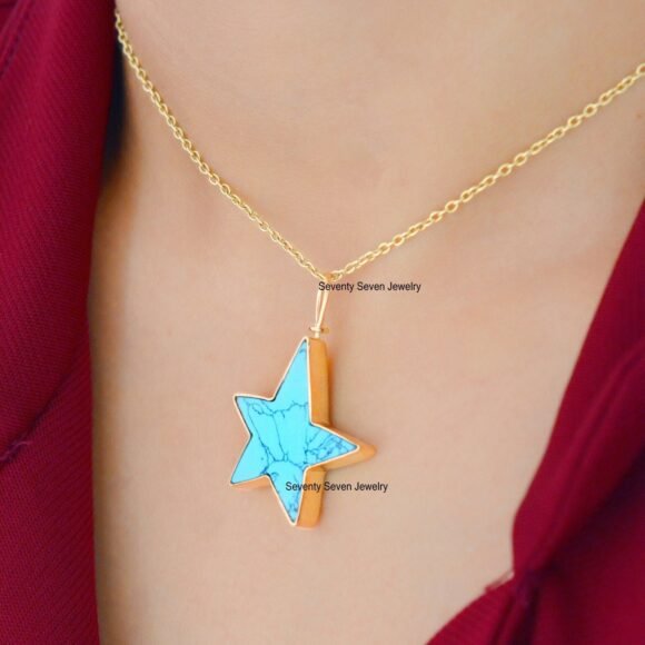 925 Silver Lapis Star Pendant, Lapis Star Necklace