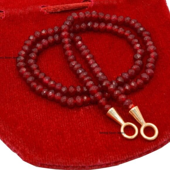 18k Gold Enhancer Beads Chain, Gold Garnet Beads Necklace