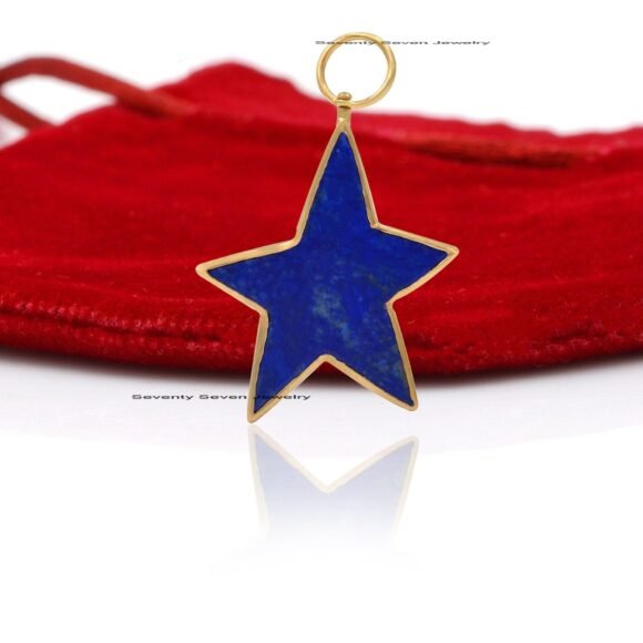 925 Silver Lapis Star Pendant, Lapis Star Necklace - Image 6