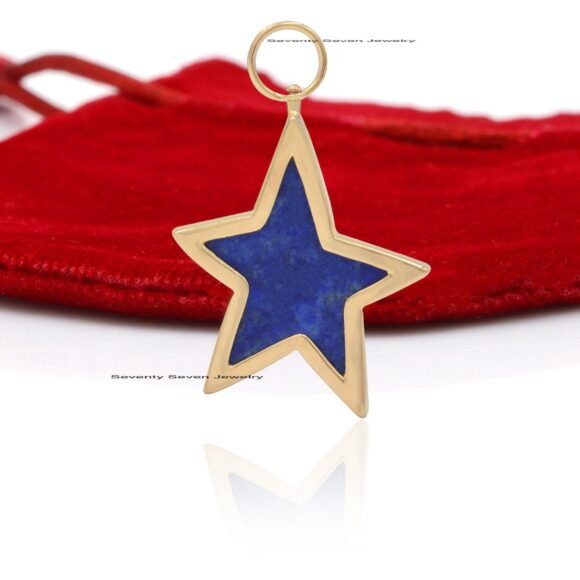 925 Silver Lapis Star Pendant, Lapis Star Necklace - Image 8