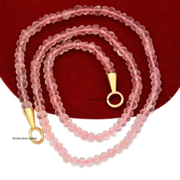 18k Gold Enhancer Beads Chain, Gold Garnet Beads Necklace - Image 4