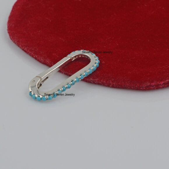 Solid 14K Gold Diamond Push Lock Holder, Gemstone Oval Push Lock - Image 8