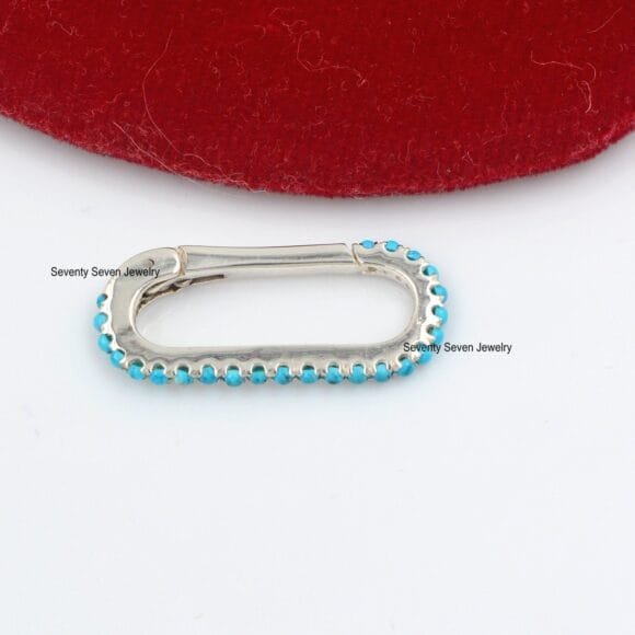 Solid 14K Gold Diamond Push Lock Holder, Gemstone Oval Push Lock - Image 9
