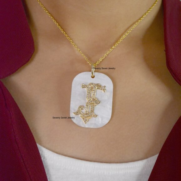 925 Silver Dog Tag Letter Monogram Pendant, Unique 2 Letter Monogram