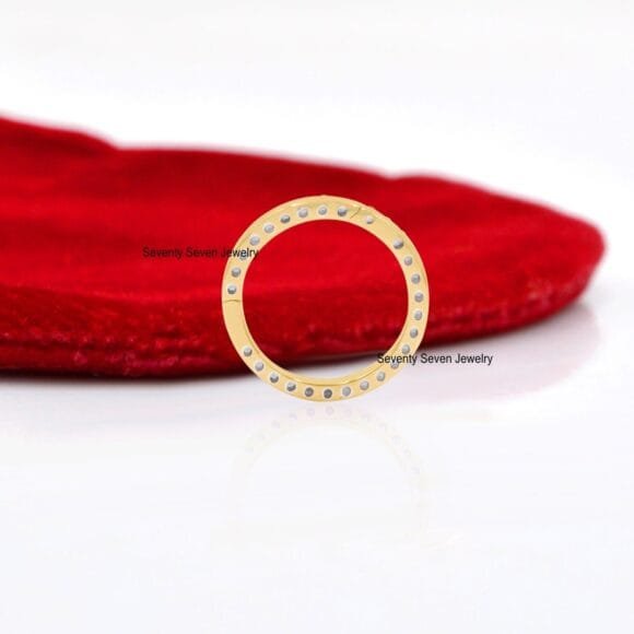 Diamond Circle Charm Holder, 14k Gold Round Charm Enhancer - Image 3