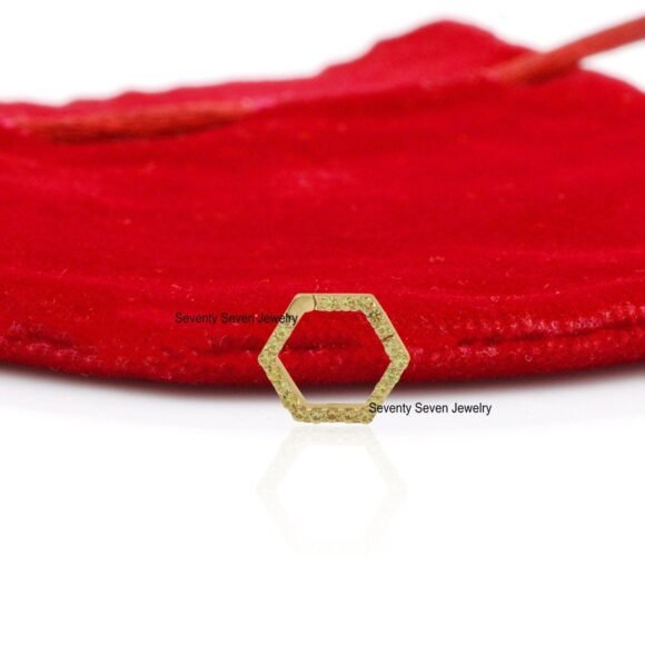 14k Gold Hexagon Charm Enhancer, Gemstone Enhancer Link, Charm Holder - Image 4