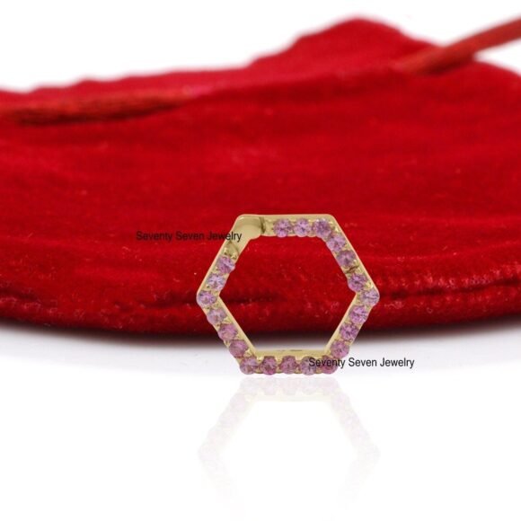 14k Gold Hexagon Charm Enhancer, Gemstone Enhancer Link, Charm Holder - Image 5
