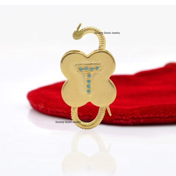 925 Silver Initial Padlock, Pave Diamond Padlock, Diamond Letter - Image 3