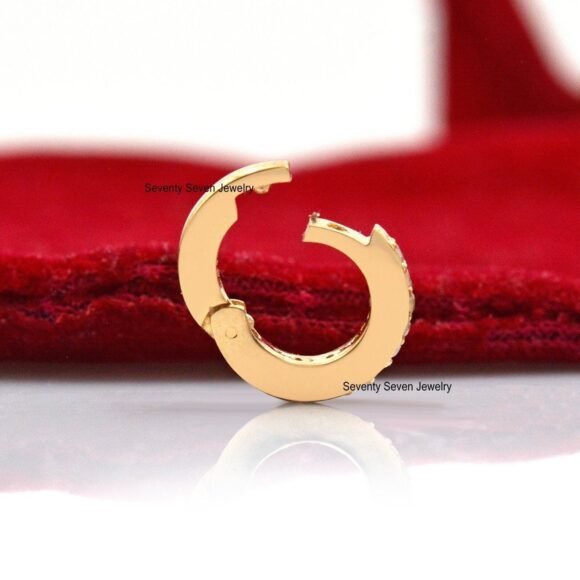 14k Gold Diamond Round Enhancer, Gold Pave Charms Holder - Image 8
