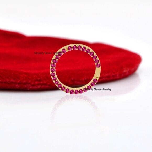 Diamond Circle Charm Holder, 14k Gold Round Charm Enhancer - Image 5