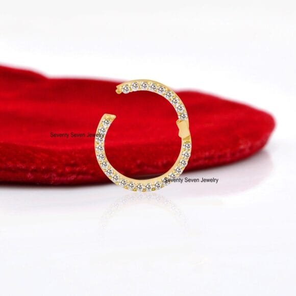 Diamond Circle Charm Holder, 14k Gold Round Charm Enhancer - Image 2