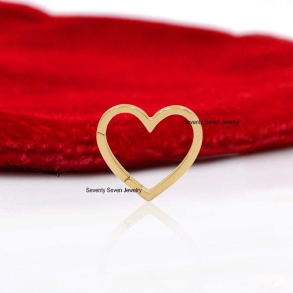 14K Gold Heart Charms Enhancer Link, Gold Enhancer