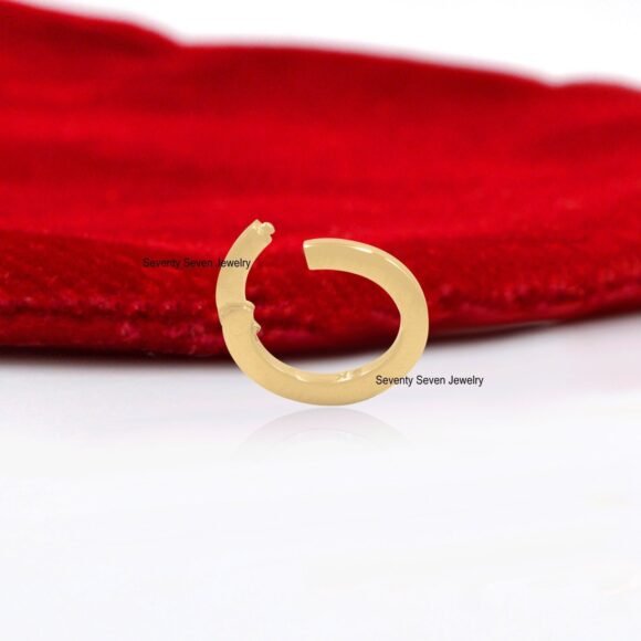 14K Gold Flat Link Lock Necklace, 14k Gold Push Lock - Image 8