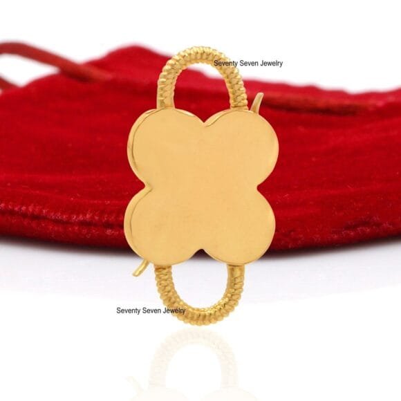 14K Gold Gemstone Floral Padlock, Gold Gemstone Padlock - Image 2
