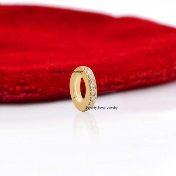 14k Gold Diamond Round Enhancer, Gold Pave Charms Holder - Image 7