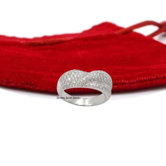 Gold Vermeil Wedding Band Ring, Moissanite Dome Band Ring