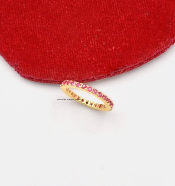 Genuine Ruby Eternity Ring, Ruby Band Ring, Gemstone Band Ring Jewelry
