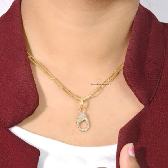 9K Gold Diamond Lobster Lock, Gold Lobster Pendant