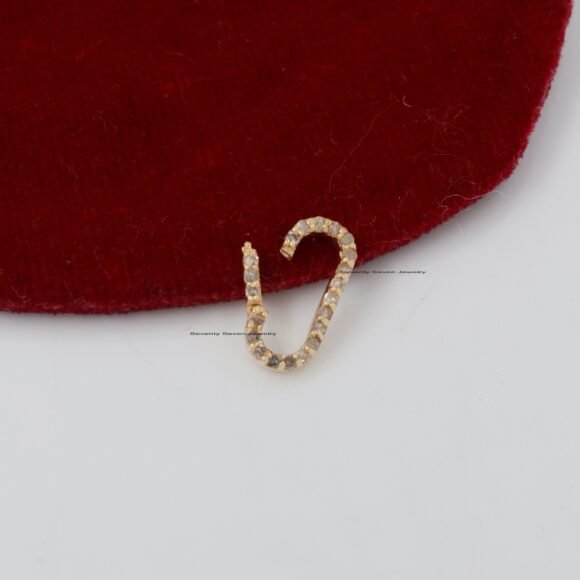 14K Gold Plated Diamond Charm Lock, Gold Plated Enhancer - Image 4