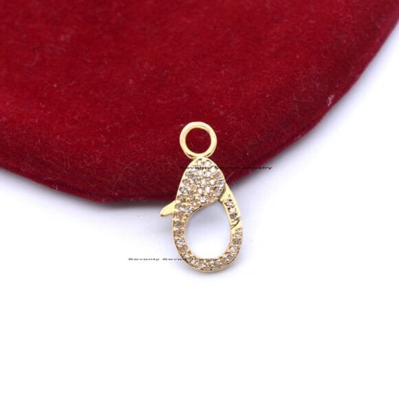 9K Gold Diamond Lobster Lock, Gold Lobster Pendant - Image 2