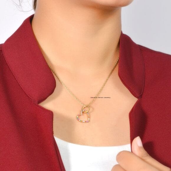 Gemstone Heart Enhancer 14k Gold Diamond Heart Charm Enhancer