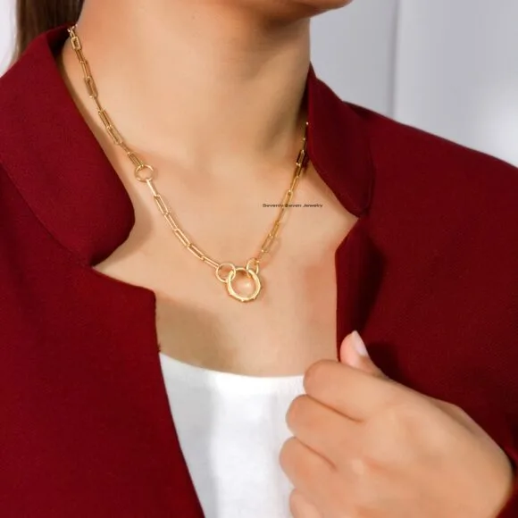 18K Solid Gold Ball Charm Holder, 18k Gold Enhancer