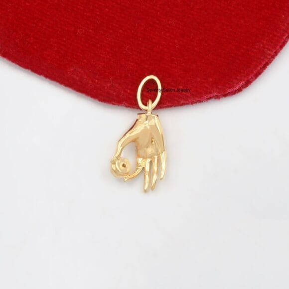 14K Gold Figa Charms Pendant, Figa Hand Pendant - Image 2