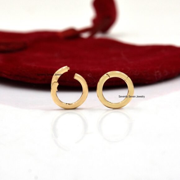 18k Gold Round Charms Holder, 18k Charms Pendant, 18k Gold Link Lock