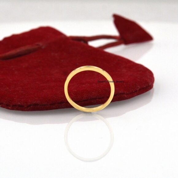 14k Gold Diamond Band Ring, Flush Set Wedding Band Ring - Image 2