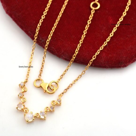 Moissanite Layering Necklace, Paperclip Chain Necklace - Image 3