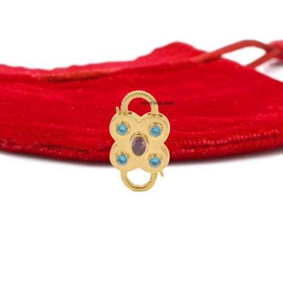Gold Gemstone Floral Padlock, Solid Gold Floral Padlock - Image 2