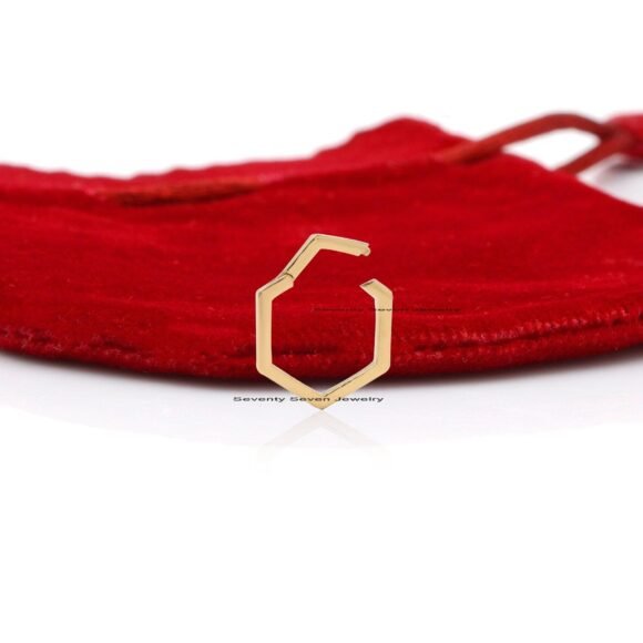 Solid 14K Gold Hexagon Enhancer, Hexagon Charm Holder
