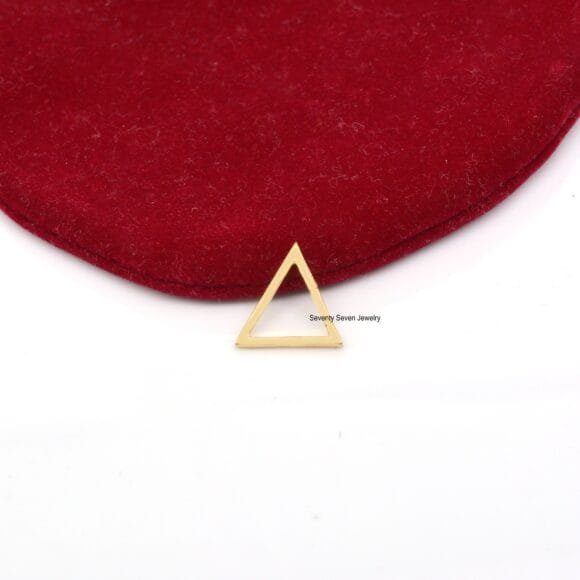 14K Gold Triangle Charm Holder, 14k Gold Triangle Push Lock - Image 2