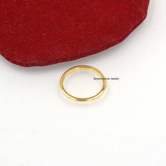9k Gold Diamond Band Ring, Half Eternity Band Ring, Plain Delicate Ring - Image 2