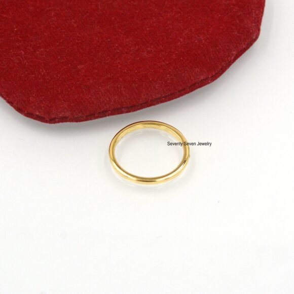 14k Gold Diamond Band Ring, Flush Set Wedding Band Ring - Image 3
