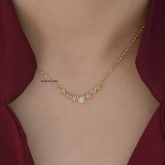 Moissanite Layering Necklace, Paperclip Chain Necklace