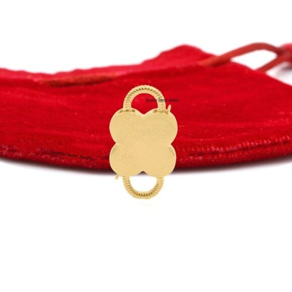Gold Gemstone Floral Padlock, Solid Gold Floral Padlock - Image 3