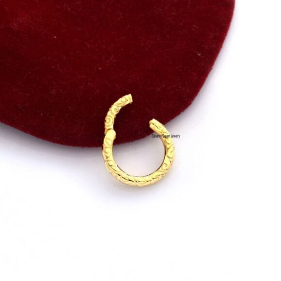 Engraved Enhancer 9k Gold Charm Holder, Gold Round Enhancer Charm Holder