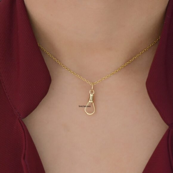 9k Gold Swivel Push lock, Push Lock Pendant Necklace