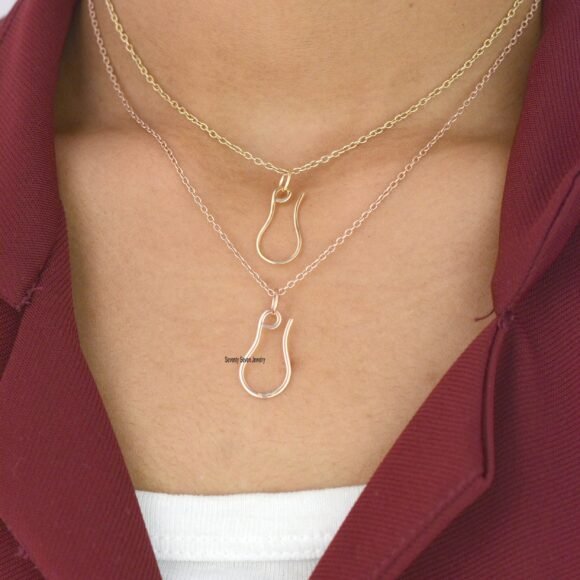 Solid 9K Gold Shepherds Hook, Gold Charm Enhancer Jewelry