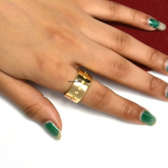 14K Gold Diamond Cigar Band, Solid Gold Cigar Ring - Image 2