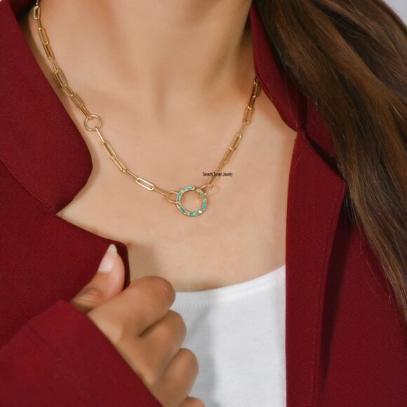 9K Gold Enamel Charm Enhancer, Gold Diamond Round Enhancer